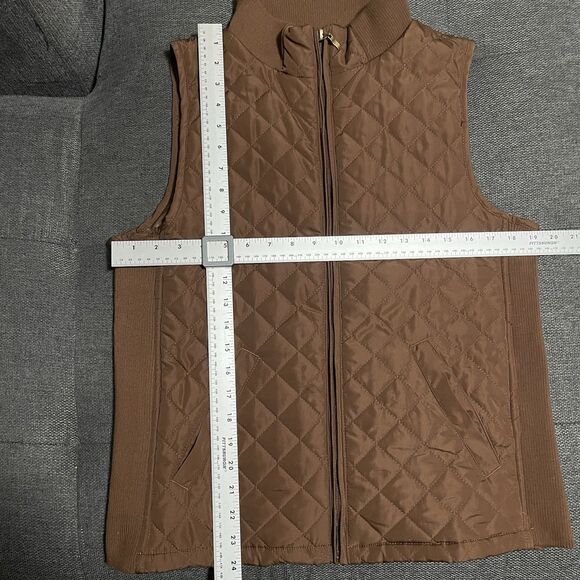 Bienzoe Quilted Casual Vest Sleeveless Jacket Chocolate Brown Women's Medium - Picture 4 of 7